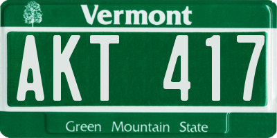 VT license plate AKT417