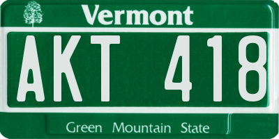 VT license plate AKT418