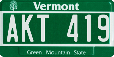 VT license plate AKT419