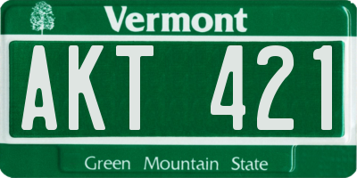 VT license plate AKT421