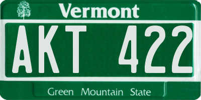 VT license plate AKT422