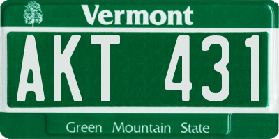 VT license plate AKT431