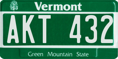 VT license plate AKT432