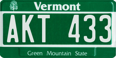 VT license plate AKT433