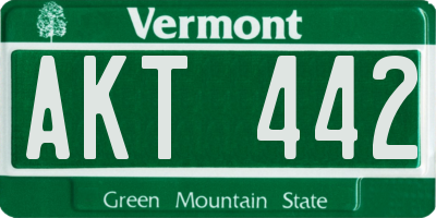 VT license plate AKT442