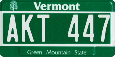 VT license plate AKT447