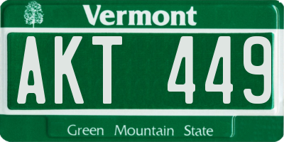 VT license plate AKT449