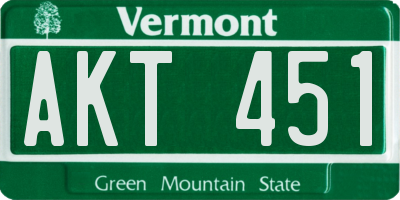 VT license plate AKT451