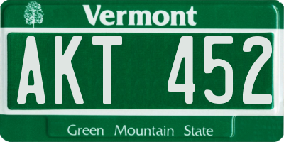VT license plate AKT452
