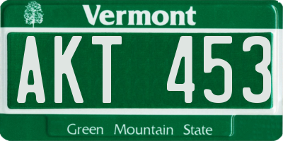 VT license plate AKT453