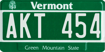 VT license plate AKT454