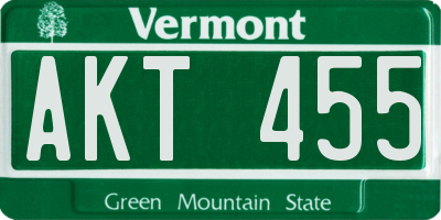 VT license plate AKT455