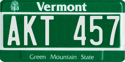 VT license plate AKT457