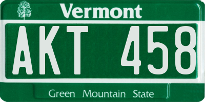 VT license plate AKT458