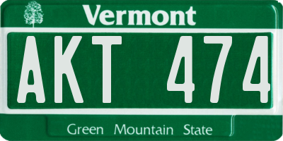VT license plate AKT474