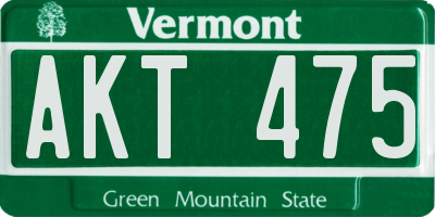 VT license plate AKT475