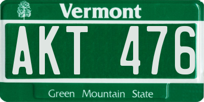 VT license plate AKT476