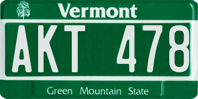 VT license plate AKT478