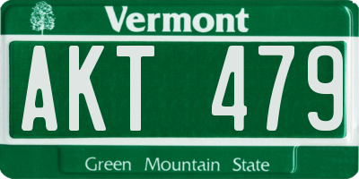 VT license plate AKT479