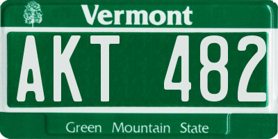 VT license plate AKT482