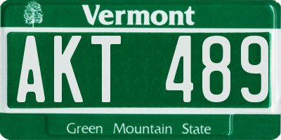 VT license plate AKT489