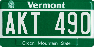 VT license plate AKT490