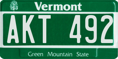 VT license plate AKT492