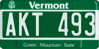 VT license plate AKT493