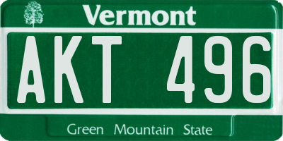 VT license plate AKT496