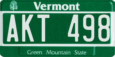 VT license plate AKT498