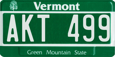 VT license plate AKT499