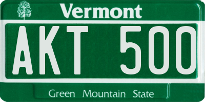 VT license plate AKT500