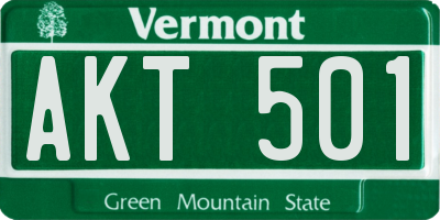 VT license plate AKT501