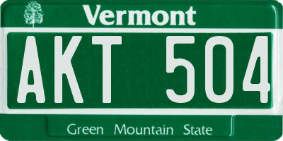 VT license plate AKT504