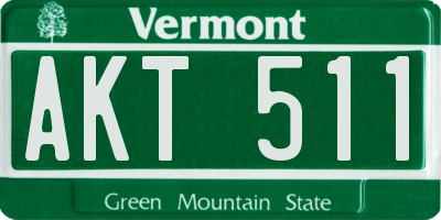 VT license plate AKT511