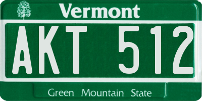 VT license plate AKT512