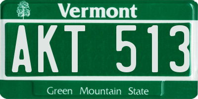 VT license plate AKT513