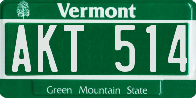 VT license plate AKT514