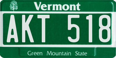 VT license plate AKT518