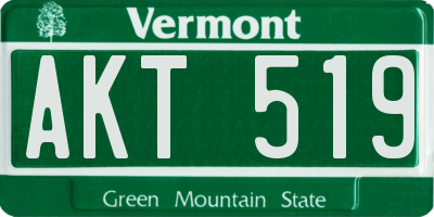 VT license plate AKT519