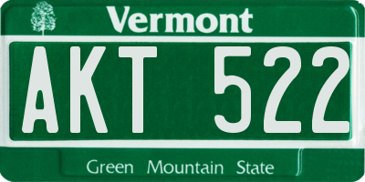 VT license plate AKT522