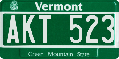 VT license plate AKT523