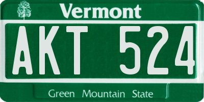 VT license plate AKT524