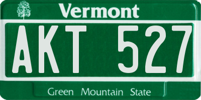 VT license plate AKT527