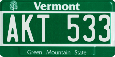 VT license plate AKT533