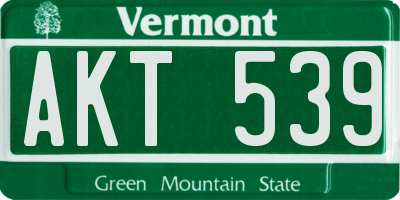 VT license plate AKT539