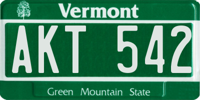 VT license plate AKT542