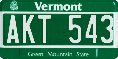 VT license plate AKT543