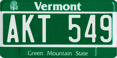 VT license plate AKT549