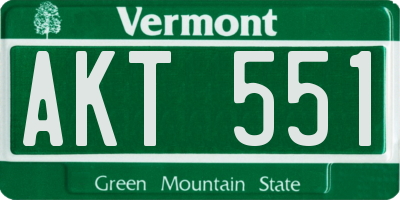 VT license plate AKT551